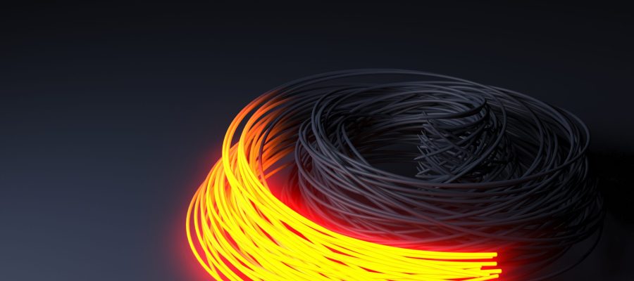 3D Render of Fiber optics, abstract & blur background